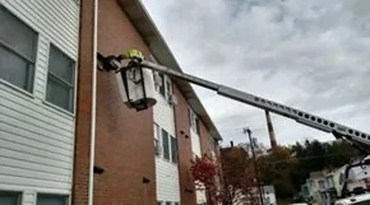 Maintenance worker on elevated platform