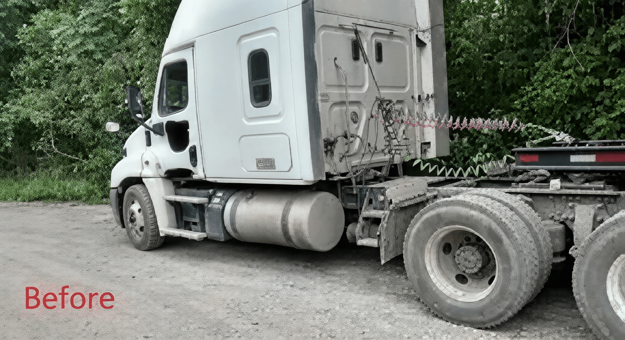 Side view of parked semi-truck