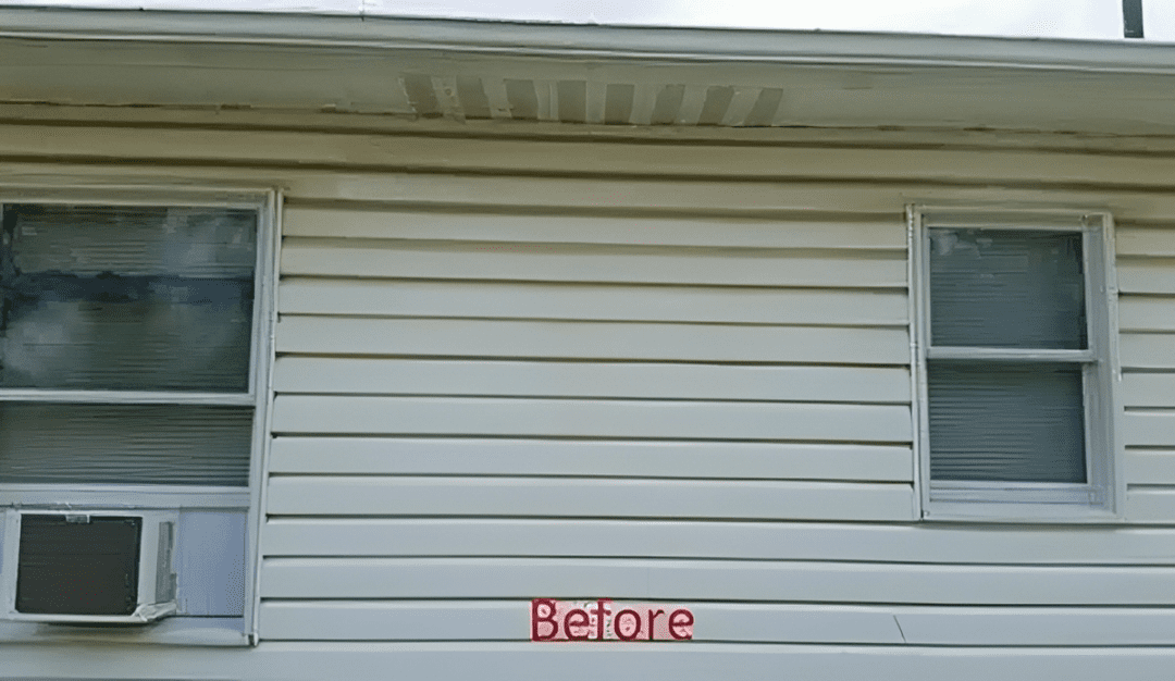 White building exterior with "Before" text